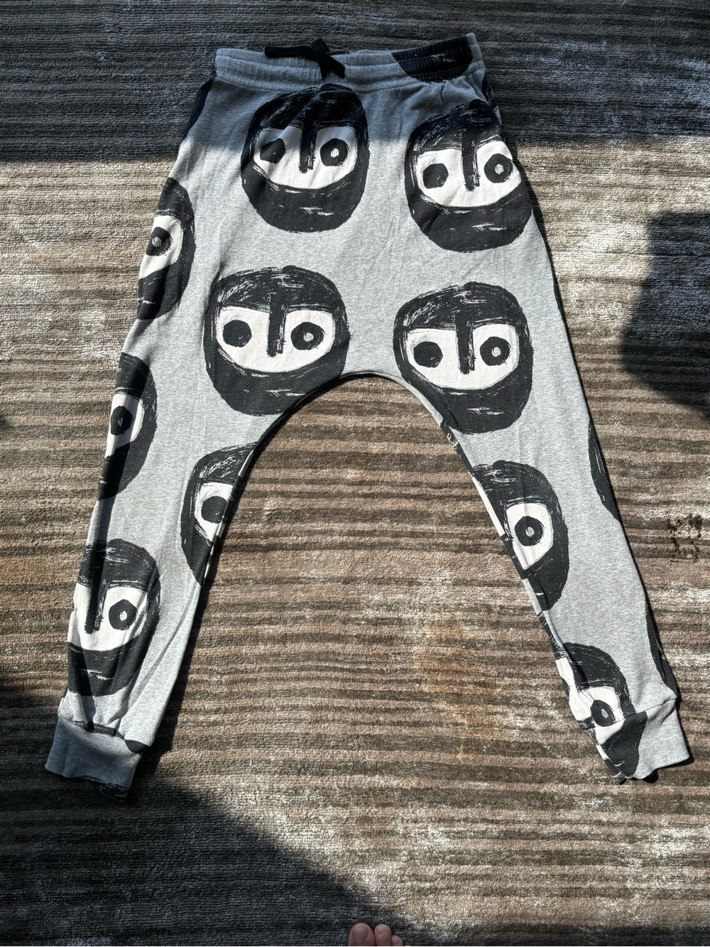 nununu Gray sweatpants with Black Graphic Owl Faces